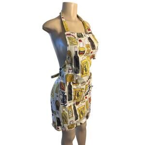 NOW Designs Danica Olive Oil Printed Apron Kitchen Baking Chef 100% Cotton